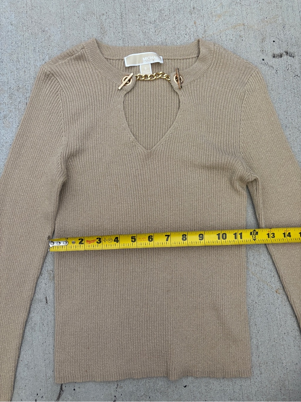 Y2K Style Michael Kors Metallic Gold Knit Long Sleeve Small - Picture 7 of 7